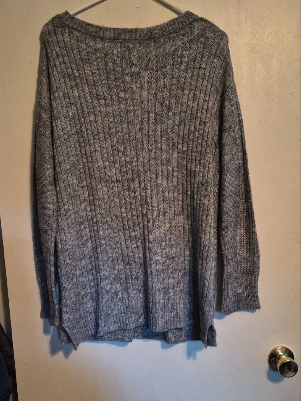 Maurices Gray Lace-Up Cable Knit Turtleneck Sweater
